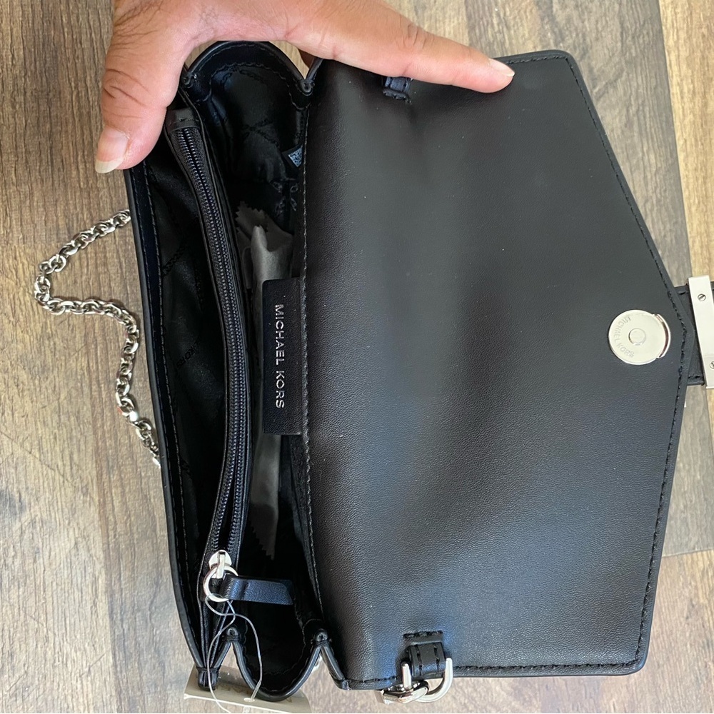 Michael Kors Black Clutch with Silver Chain - Picture 5 of 5